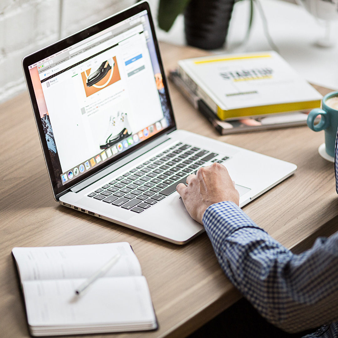 man working at laptop